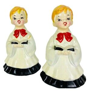 Vintage 50s Porcelain Kitschy Christmas Choir Boys Brinn's Pittsburg Figurines